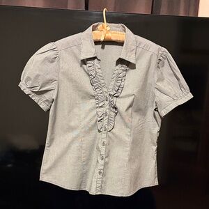 Gray Ruffled Women's Blouse